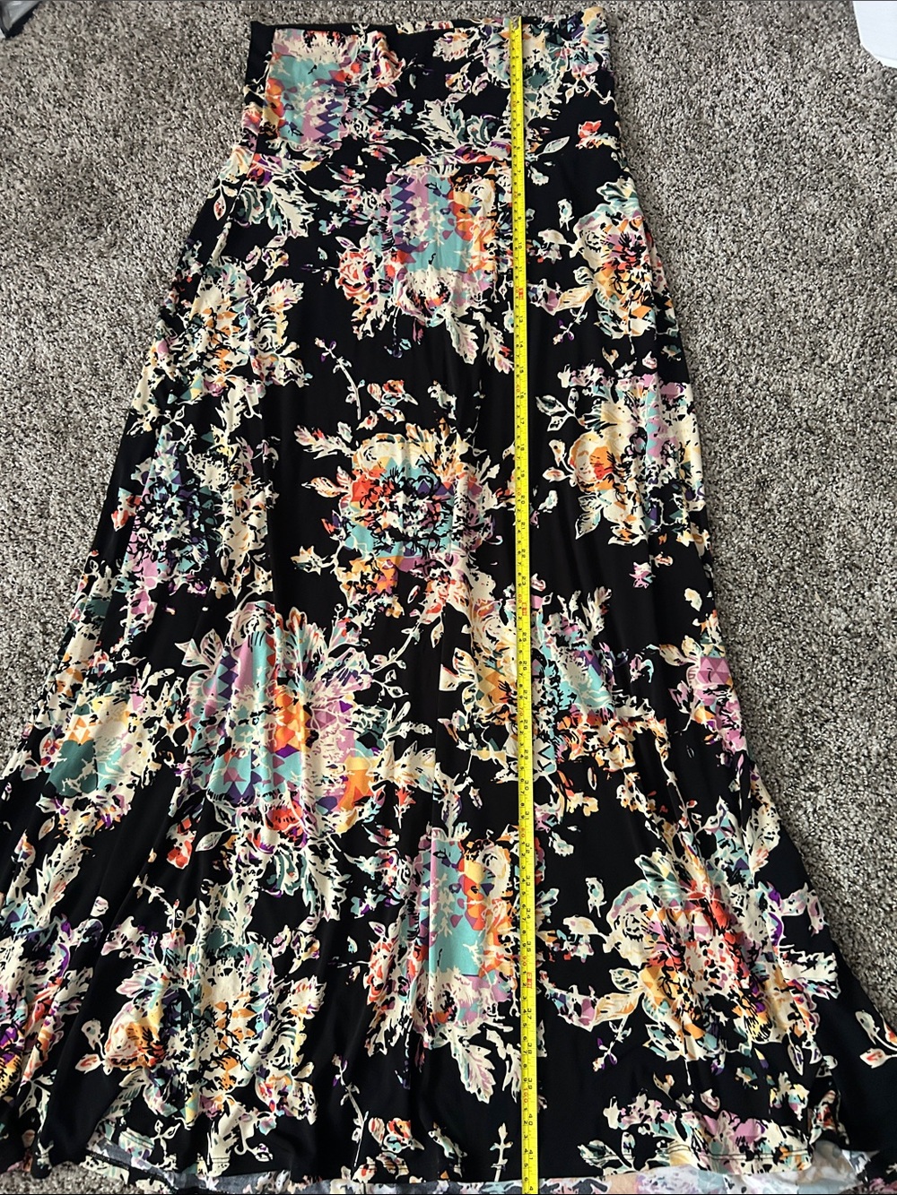 LuLaRoe Black Floral Maxi Skirt with Multicolor Blooms